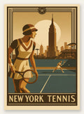 Joueuse de tennis 1920 et raquette en bois, Empire State New York
