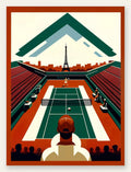 Court de tennis vu d'en haut et spectateur, Tour Eiffel Paris