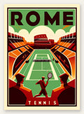 Joueur de tennis et court vert devant le Colisee, Rome