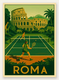 Deux joueurs de tennis, Colisee et jungle avec animaux, Roma