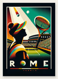 Joueuse de tennis de profil et raquette, Colisee de nuit Rome