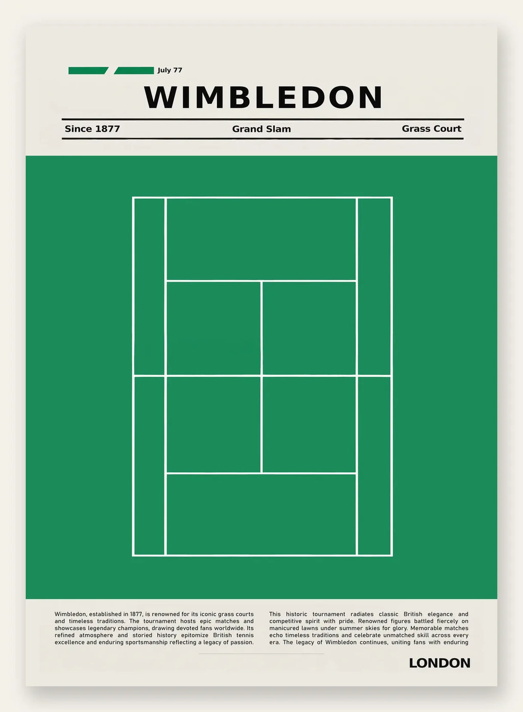 Plan de court de tennis de gazon vert, Wimbledon London