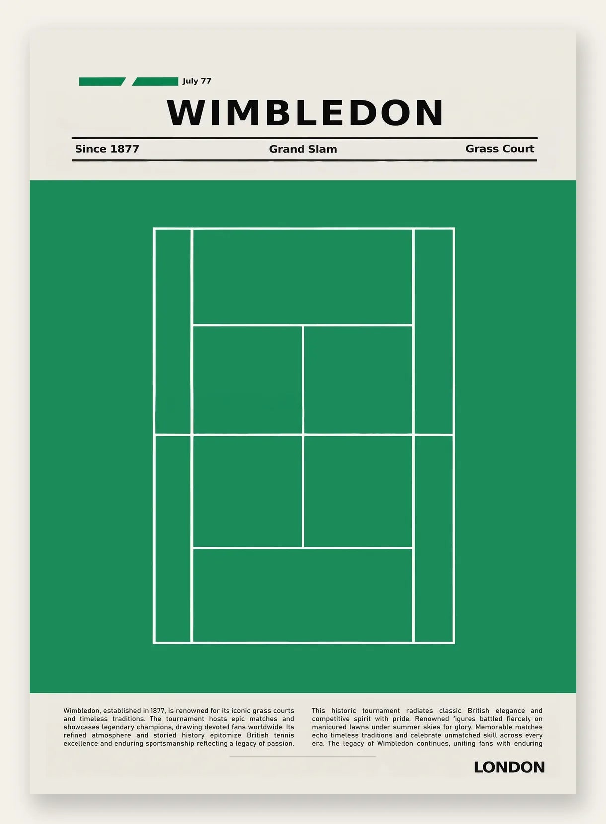 Plan de court de tennis de gazon vert, Wimbledon London