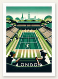 Court de tennis en gazon et spectateurs, Big Ben de Londres