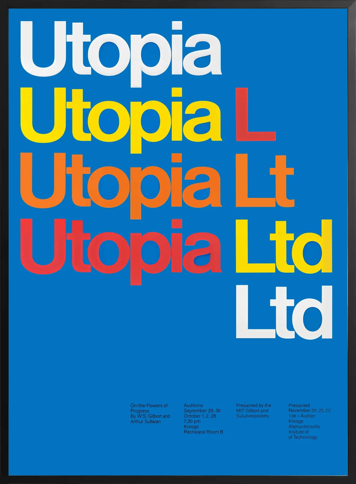 Encadrement noir mat autour de l'affiche typographie Utopia