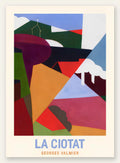 Affiche La Ciotat cubiste, paysage de collines en aplats colores facettes