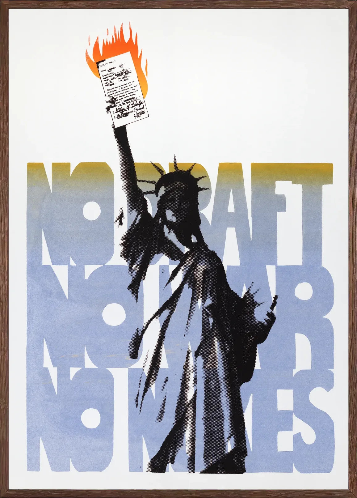Cadre chene clair entourant l'affiche Statue de la Liberte vintage