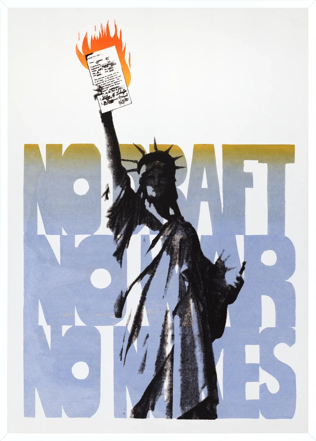 Cadre blanc epure presentant l'affiche Statue de la Liberte protest