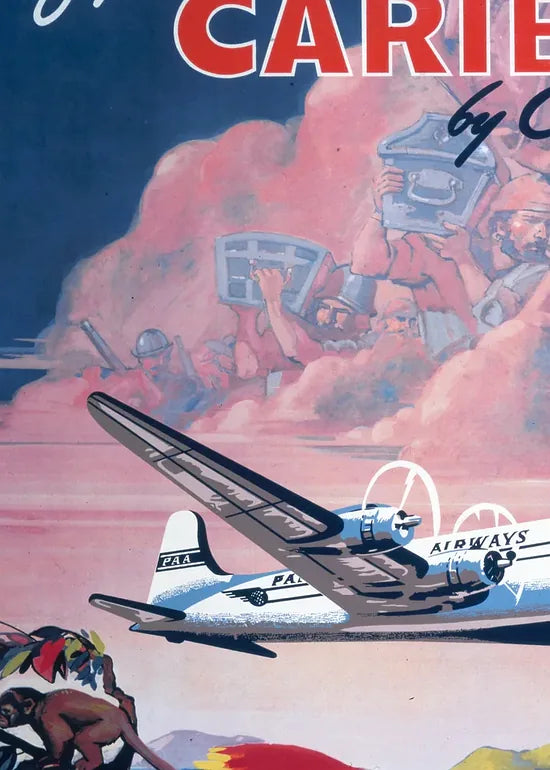 Gros plan sur l'avion Clipper et le perroquet rouge des Caraibes