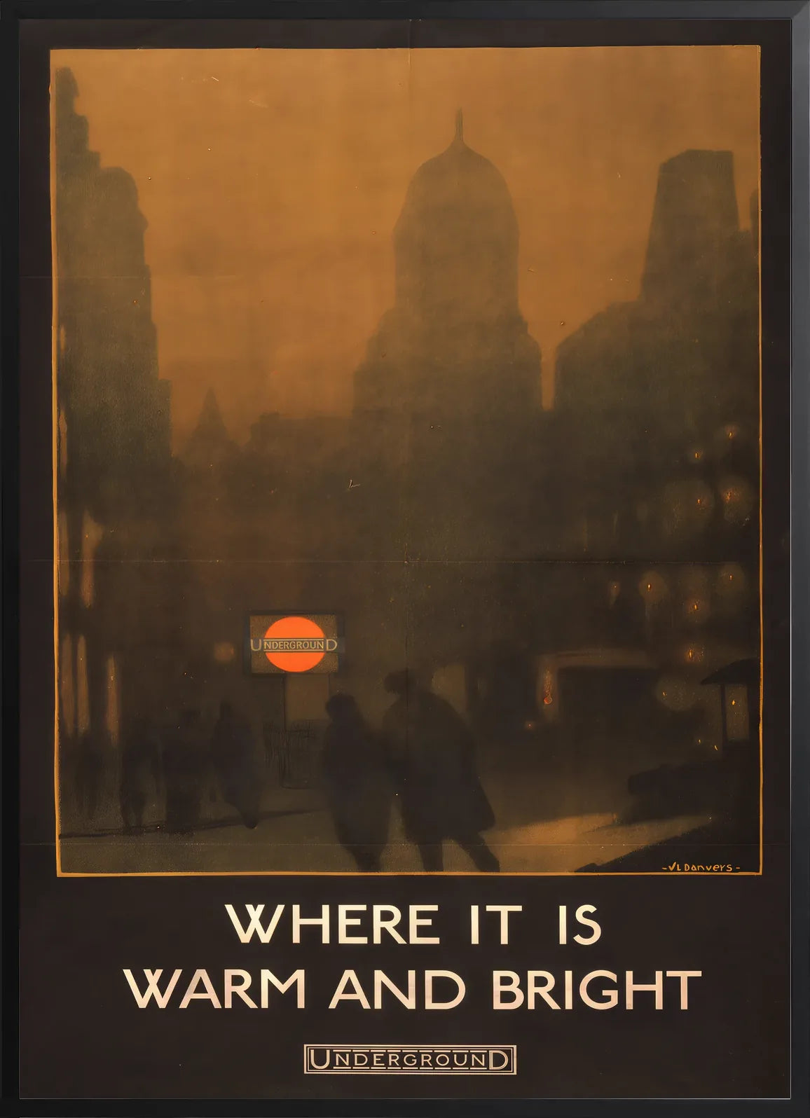 Encadrement noir mat autour de la rue de Londres dans la brume