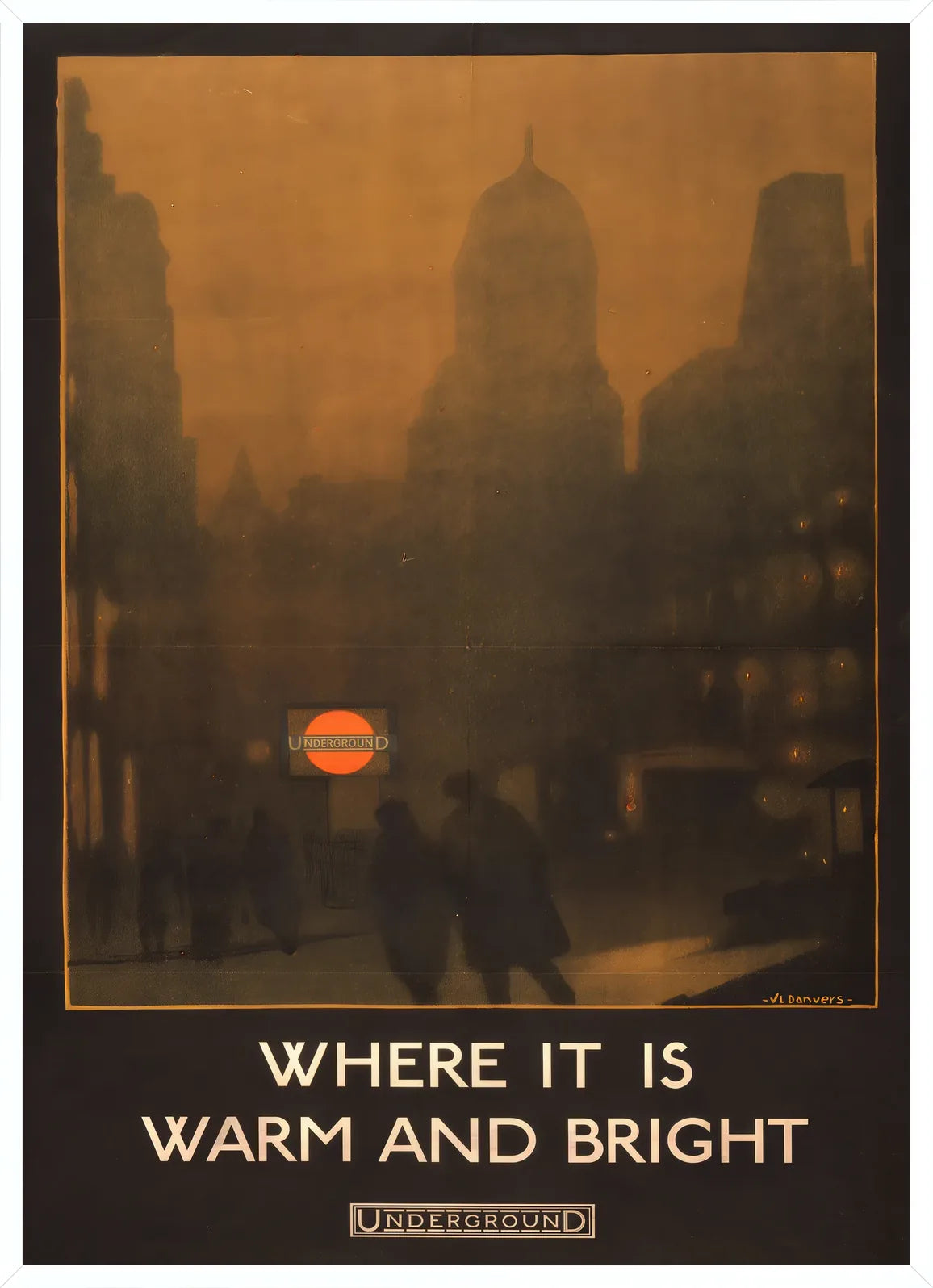 Cadre blanc epure presentant l'affiche Londres voyage vintage