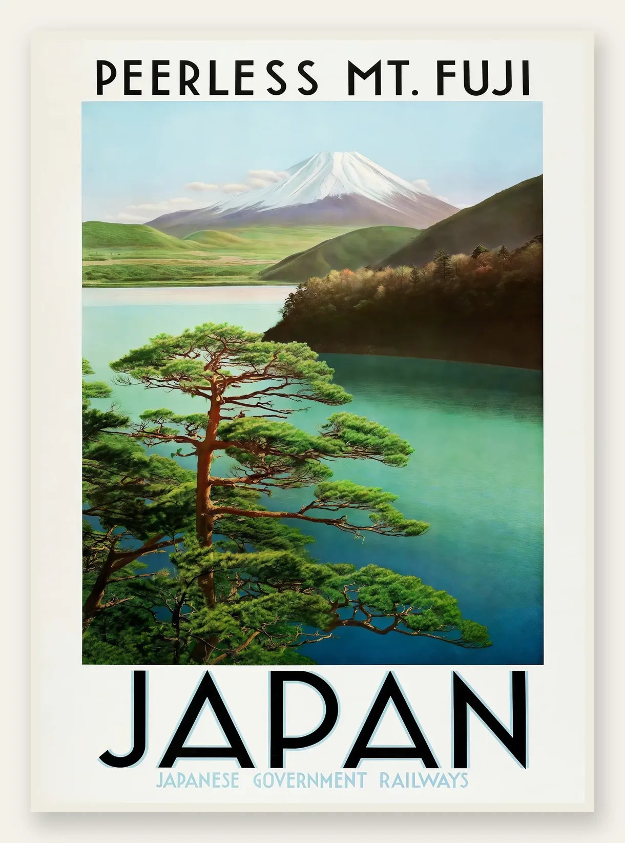 Affiche mont Fuji voyage vintage art japonais
