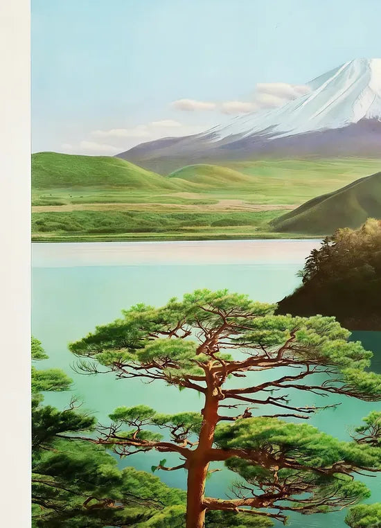 Gros plan sur mont Fuji voyage vintage