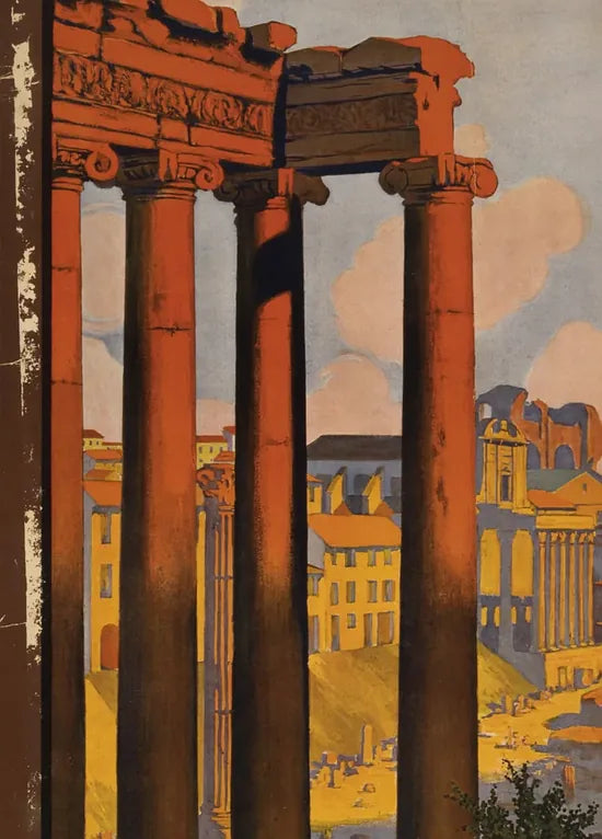 Gros plan sur les colonnes du Forum Romain de Rome