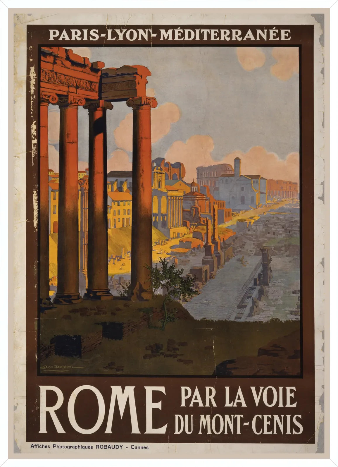 Cadre blanc epure presentant l'affiche Rome voyage vintage