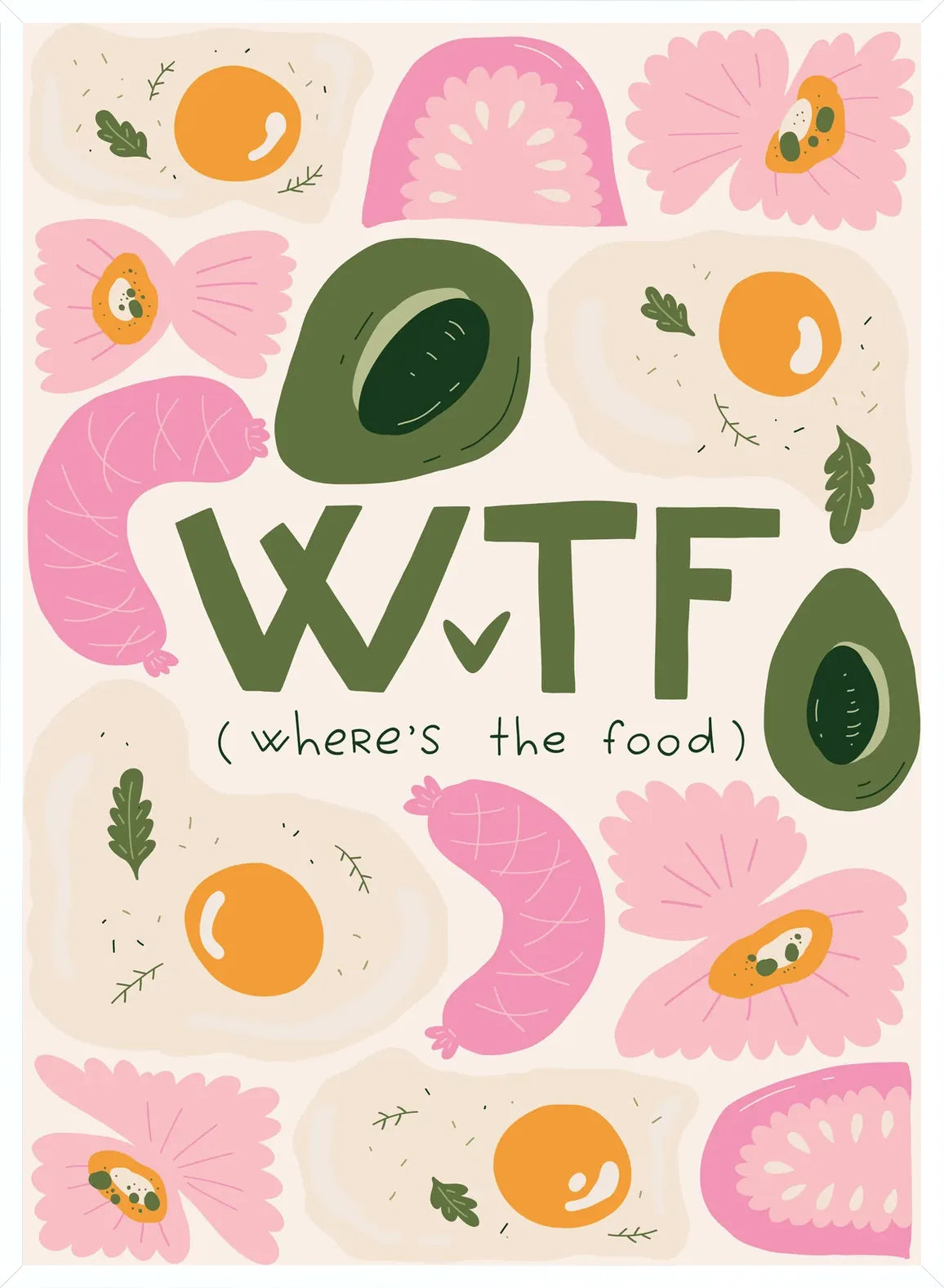 Cadre blanc epure presentant l'affiche cuisine food WTF